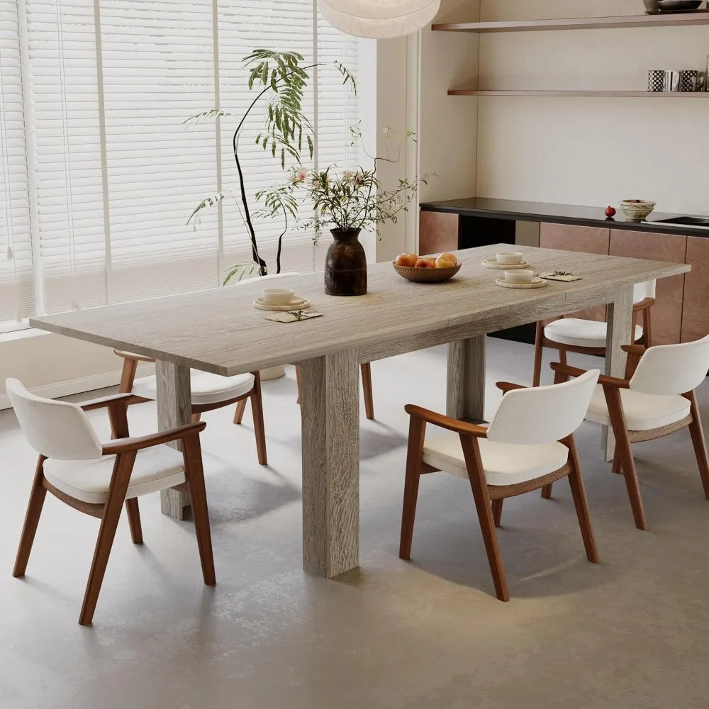 Expandable Rectangular Wooden Dining Table