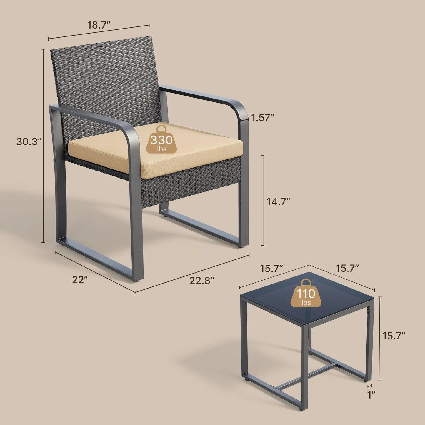 3-Piece Patio Furniture Set