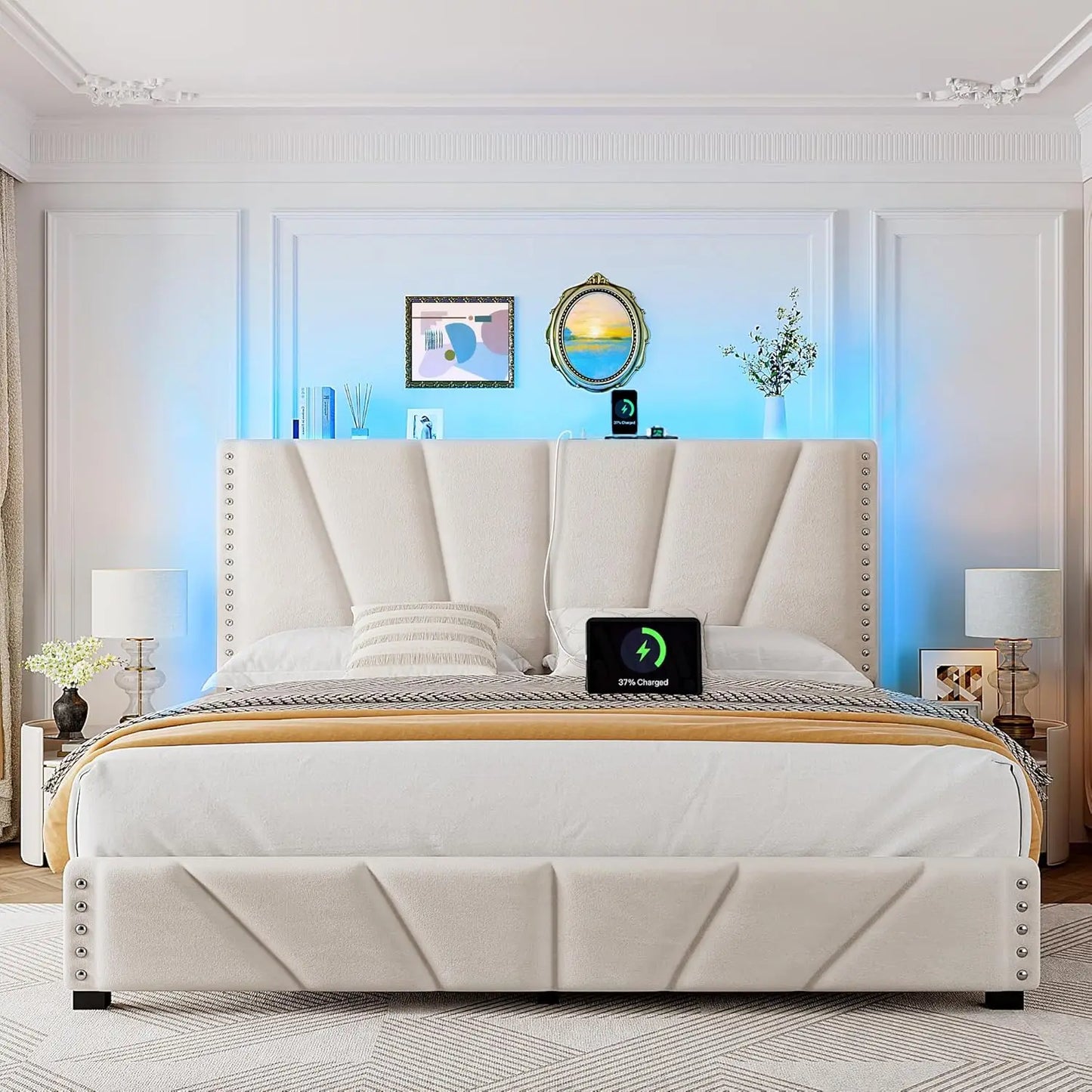 Velvet LED Bed Frame