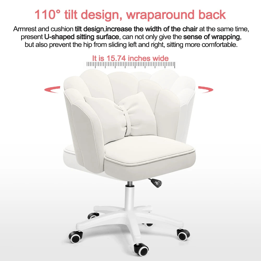 Cute Velvet Petal Desk Chair