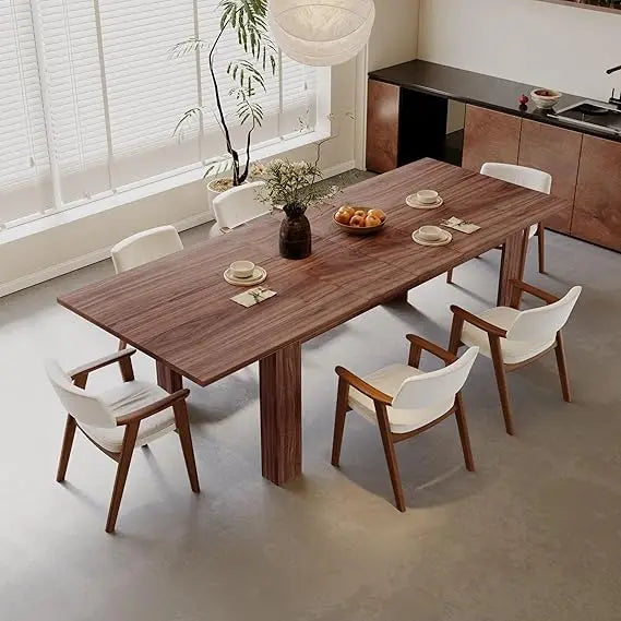 Expandable Rectangular Wooden Dining Table
