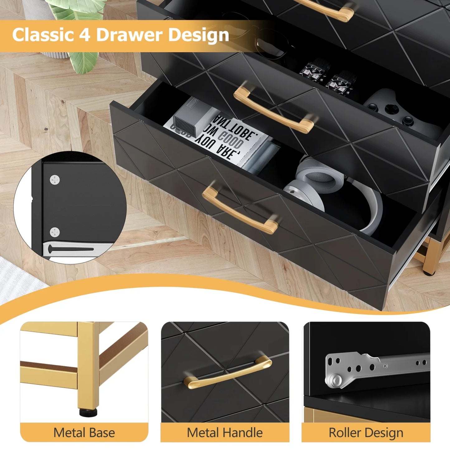 4 Drawer Wood Dresser