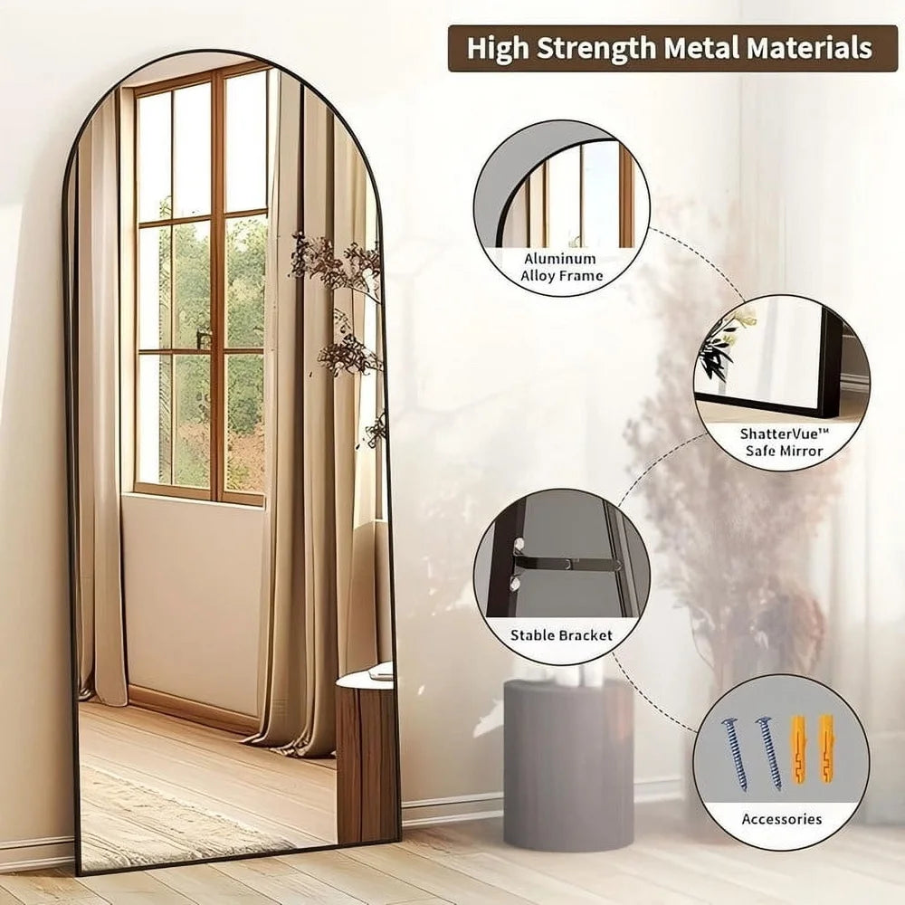 Arched Full Length Mirror Free-Standing Wall Mounted Multi-Purpose Indoor Outdoor
