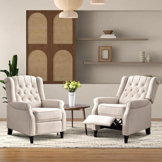 Wingback Chairs Set of 2, Living Room Chairs, Recliner Chair with Rivet Decoration