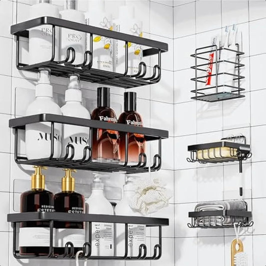 6 Pack Adhesive Shower Shelves