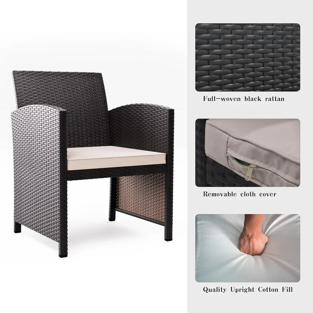 4 Piece Rattan Patio Furniture Set