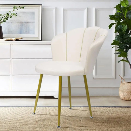Vanity Chair with Golden Legs,  Modern Accent Chair, Upholstered Velvet Dining Chair