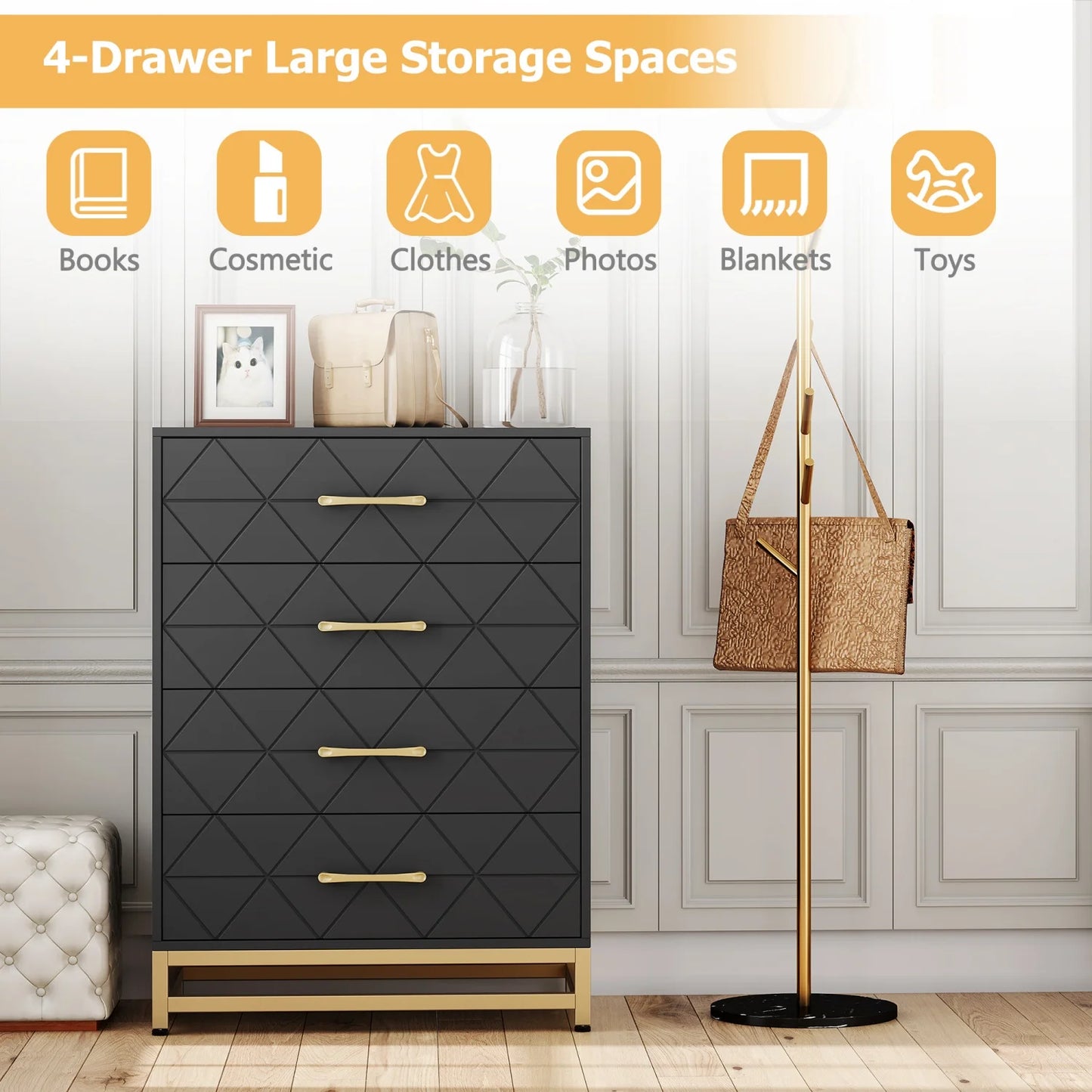 4 Drawer Wood Dresser