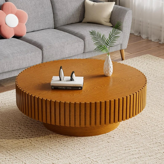 39.3" Round Coffee Table Modern for Living Room Handcrafted