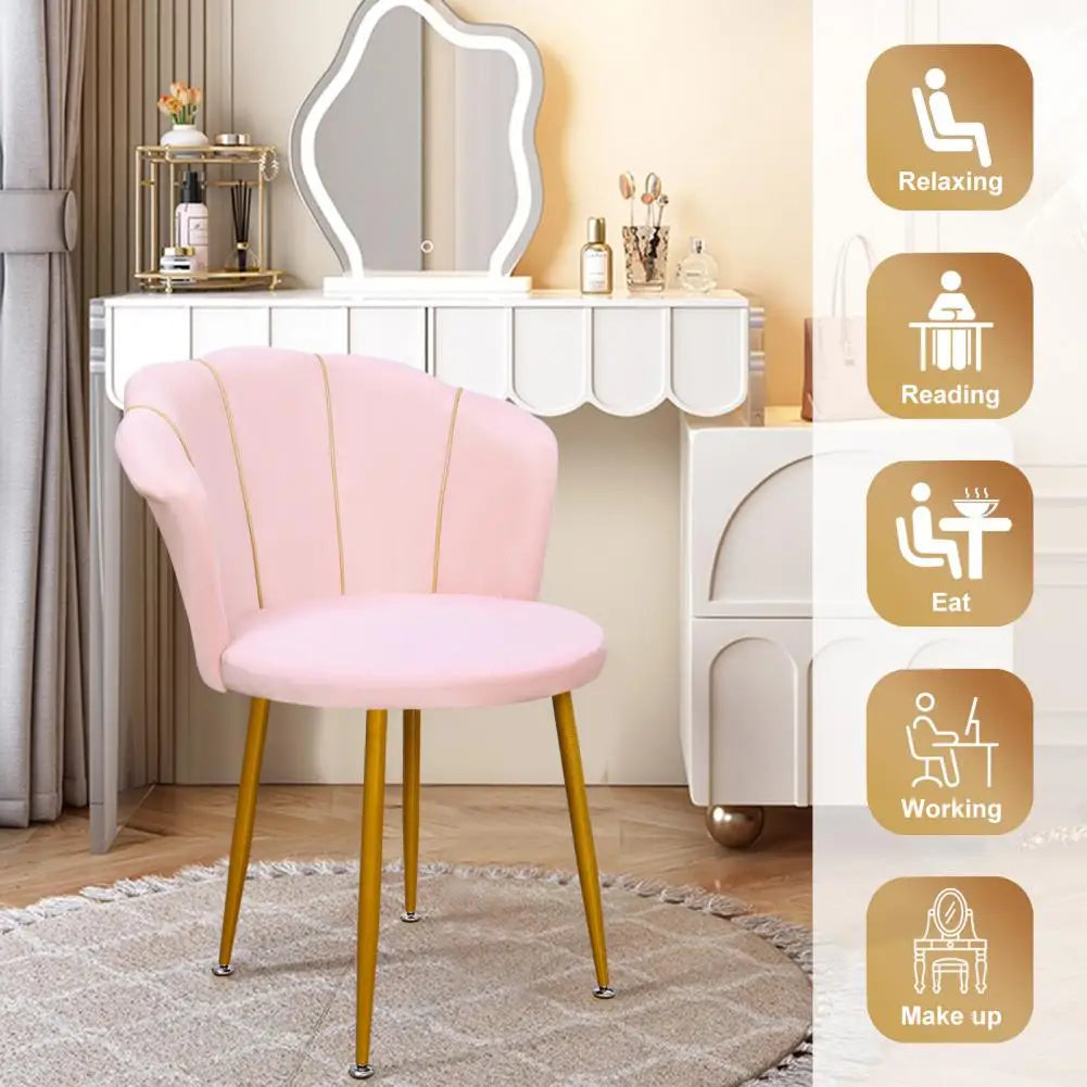 Vanity Chair with Golden Legs,  Modern Accent Chair, Upholstered Velvet Dining Chair