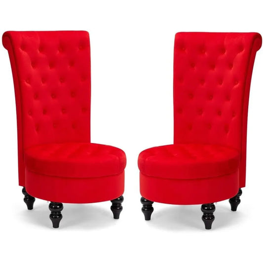 Royal Chair Set of 2 for Living Room, Button Armless  with 24.6 Inch Larger Seat, Thick Pad